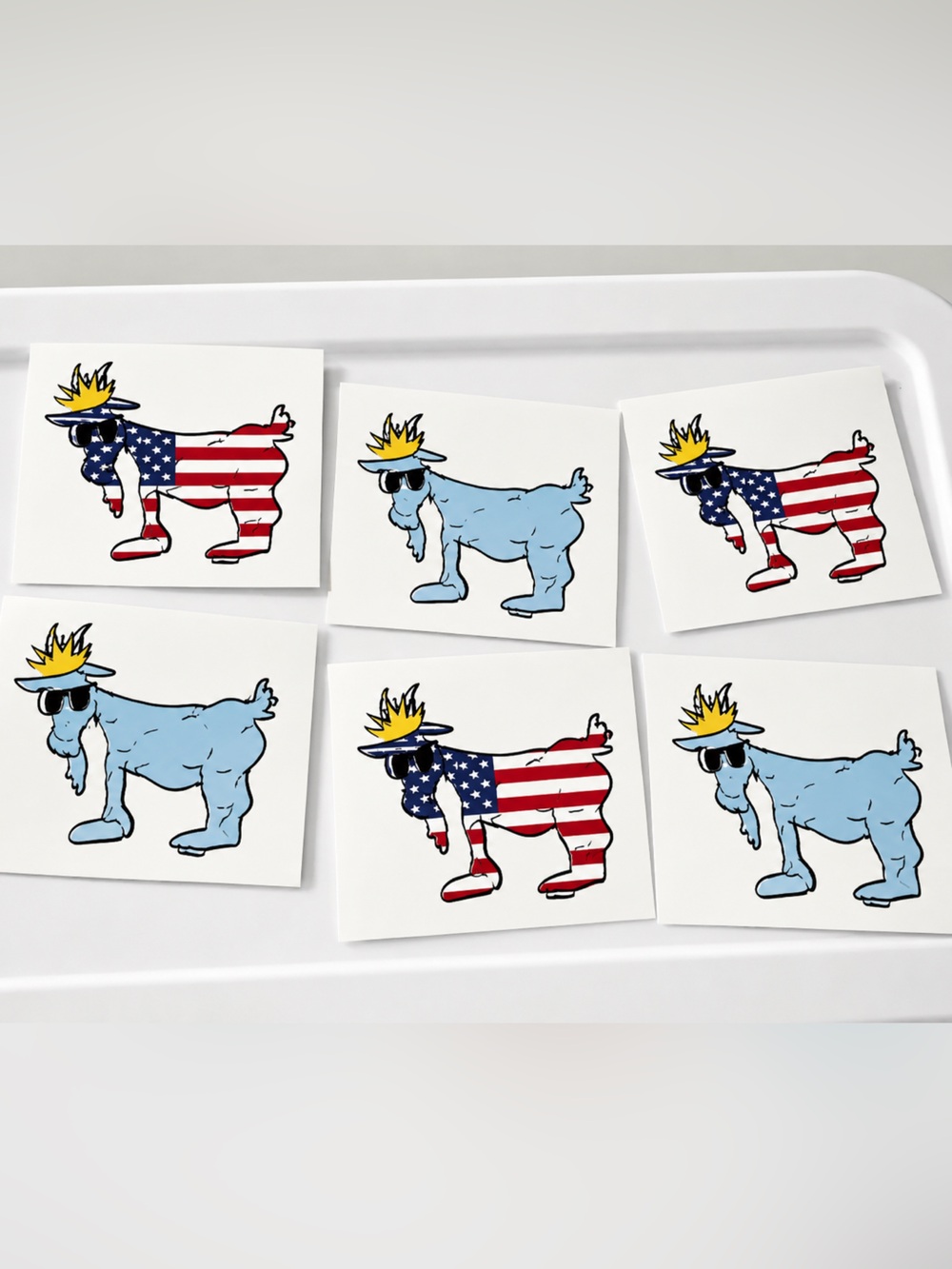 POPULAR Goat USA Sticker Set — Blue & Red Goat Designs